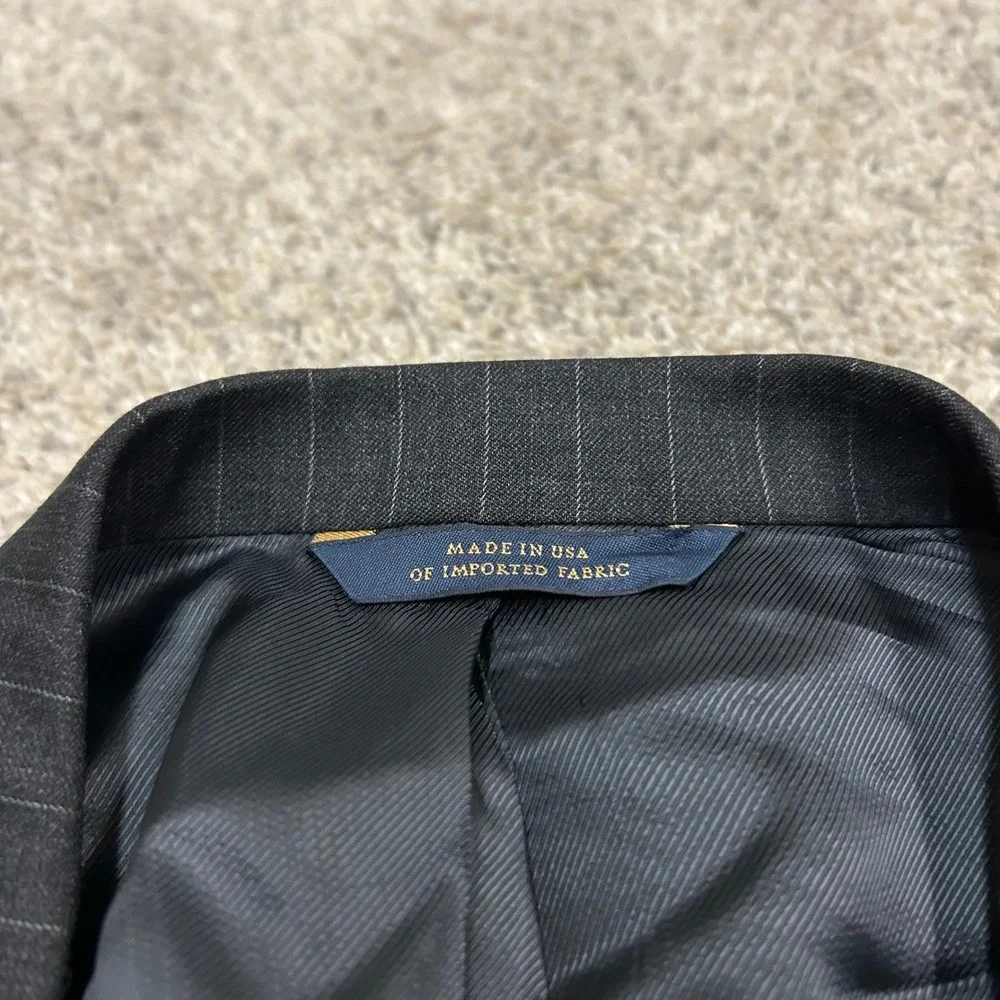 Brooks Brothers Blazer 1818 Fitzgerald 40R Gray Pinstripe Wool Estrato Trabaldo
